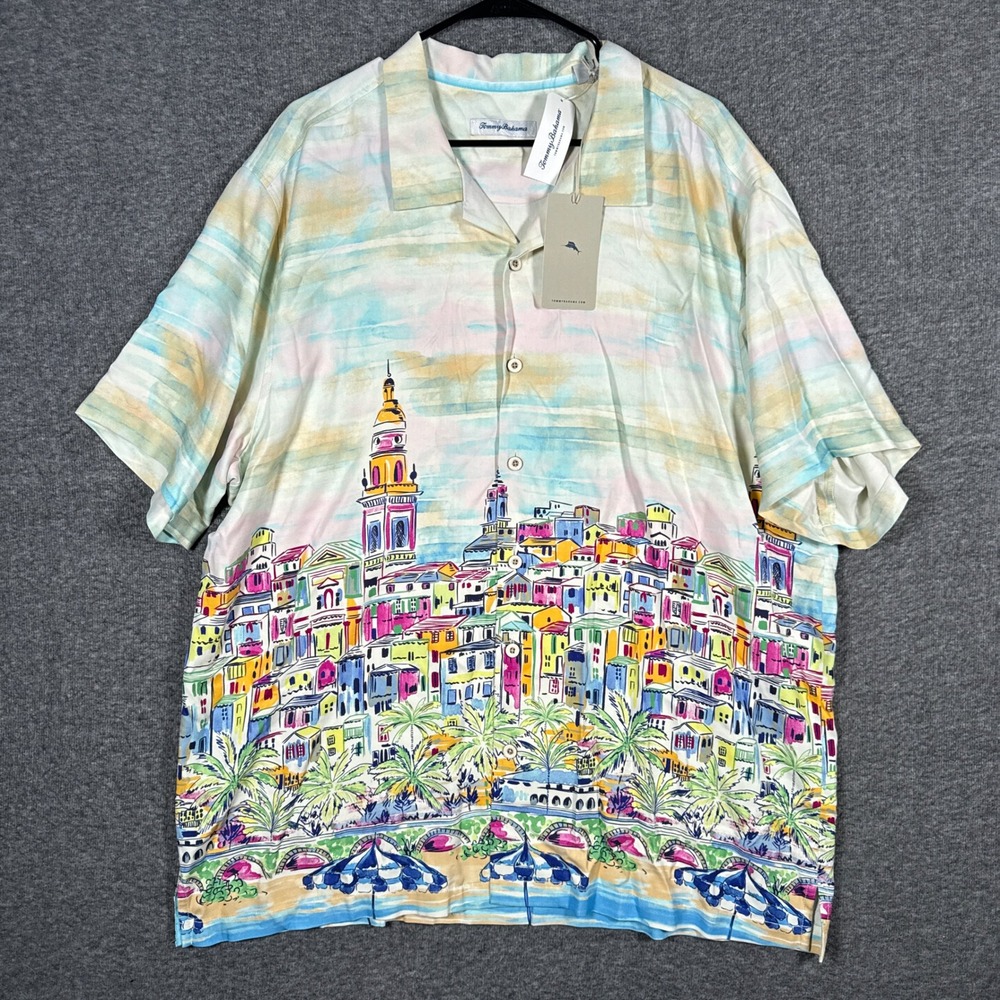 NEW Tommy Bahama Hawaiian Shirt Mens XXL Vanilla Ice Amalfi Vista Silk Graphic